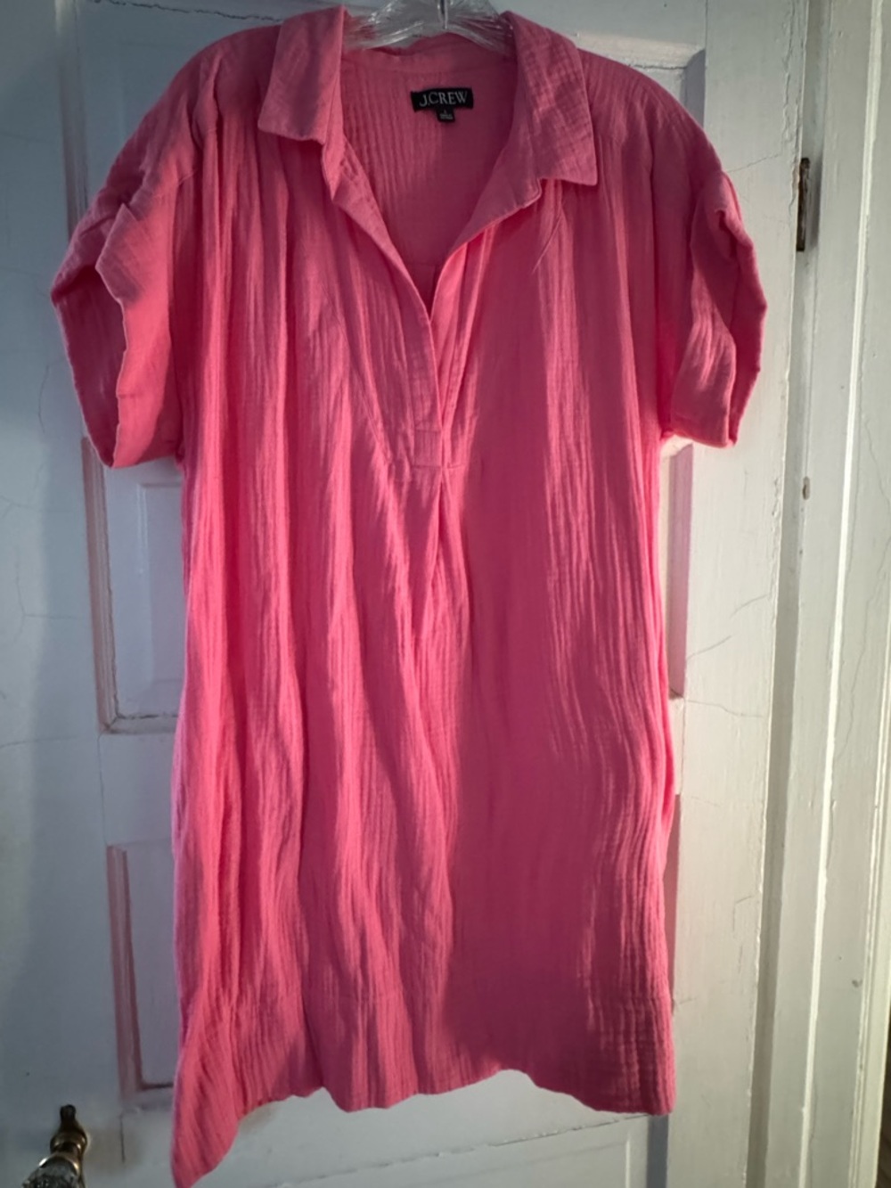 J. Crew Bright Pink Polo-Style Mini Dress